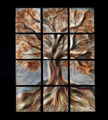 Tree of Life, handmade, carved, ceramic wall art tile and backsplash tile