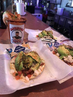 Tostadas de mariscos (shrimp, octopus and fish ceviche)