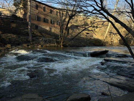 the creek under the covered bridge