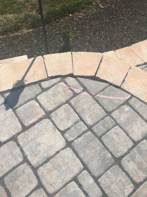 Huge gap between edging and tier of paving