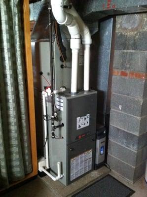 Conversion from 50 year old forced air furnace to Trane XV95 2 stage variable speed furnace with Clean Effects electronic air cleaner, & AC