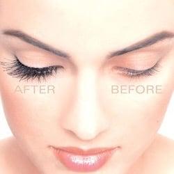 Before and after Novalash eyelash extensions