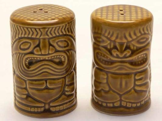 Ceramic Happy & God of Money Tiki Salt & Pepper Shakers