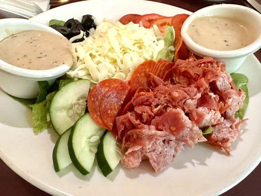 Antipasto Salad with creamy Italian dressing