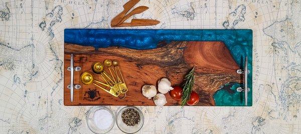 Spalted Cuban Mahogany Cutting Board with Resin