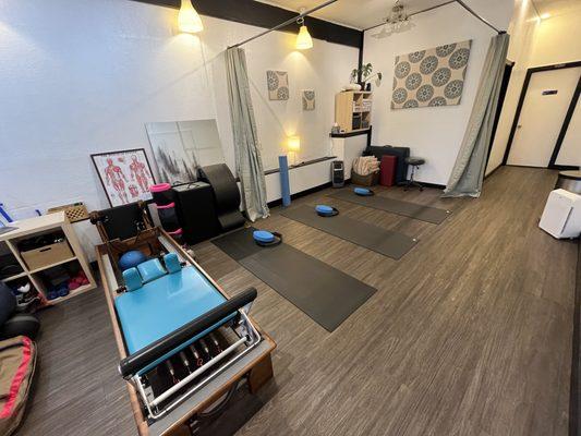 The clinic space transformed into a small group fitness space.