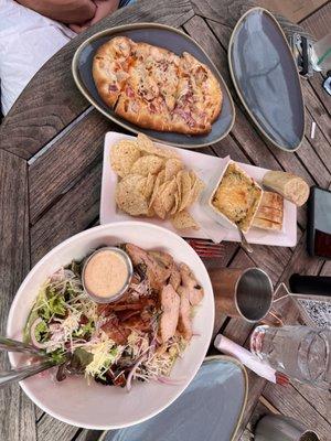 Flatbread #2, salad and spin dip