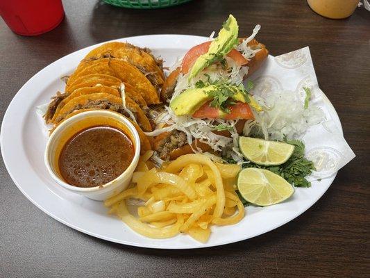 Birria tacos with lonches