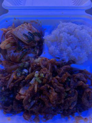 Spicy pork with rice && kimchi   sooo delicious!!!! a great dinner