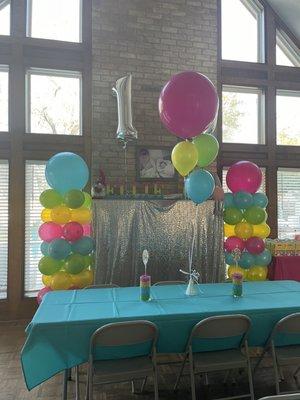 My daughters birthday party balloons from party city in spring