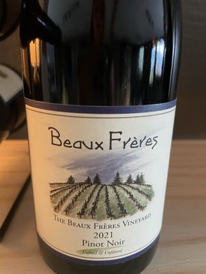 One of the bottles we picked up at Cuvée. They introduced us to Beaux Freres and we love it.