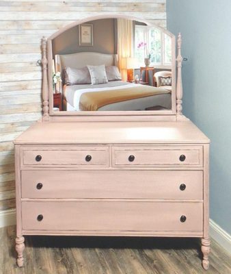 Tea Rose Dresser with Black waxed details and D. Lawless Hardware