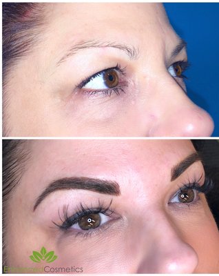 Before and after microblading with shading