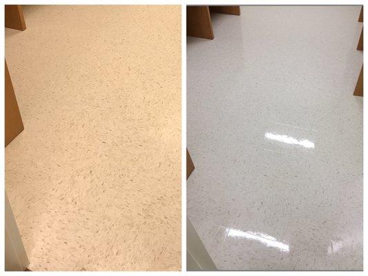 new vct tile after strip and wax service