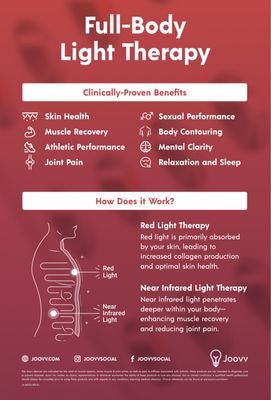 Enhance your skin and your overall health and wellness in our Joovv Red Light Therapy machine!!