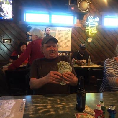 George getting paid for winning bingo!