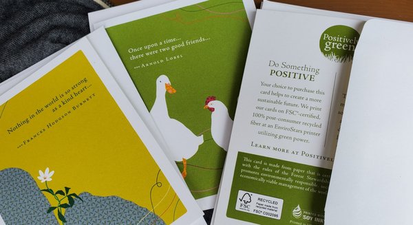 Positively Green recycled-paper geeting cards available for sale