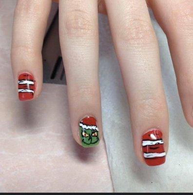 Grinch nails on gel polish