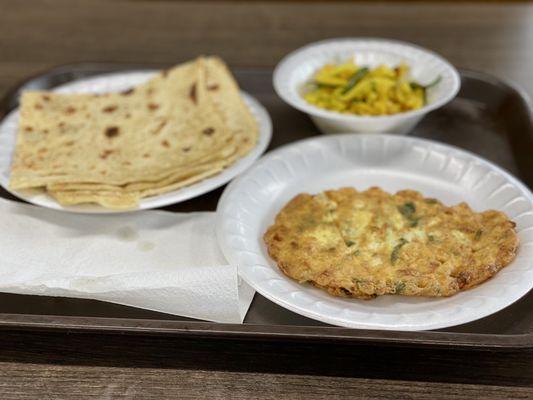 Roti/Egg Omelette/Aloo Bhaji (Spicy Fried Potatoes)