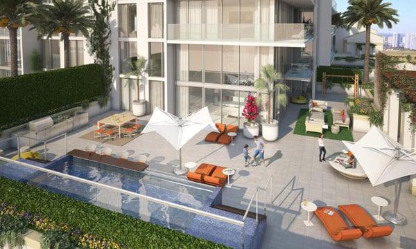 Parque Tower Lanai: Expansive Terrace with a Private Pool for Two-Story Lanai Townhomes.