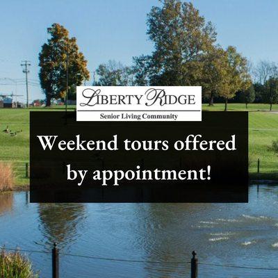 Weekend tours offered by appointment!