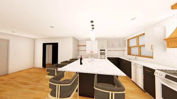 Rear Home addition kitchen island