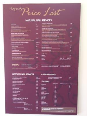 price list