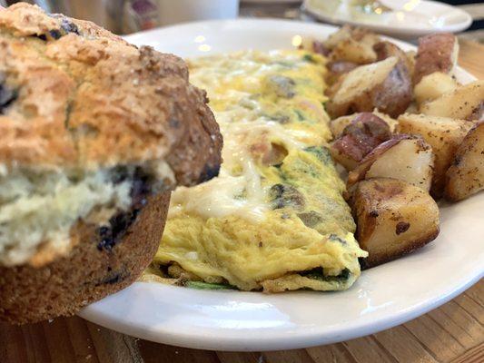 Omelette and potatoes