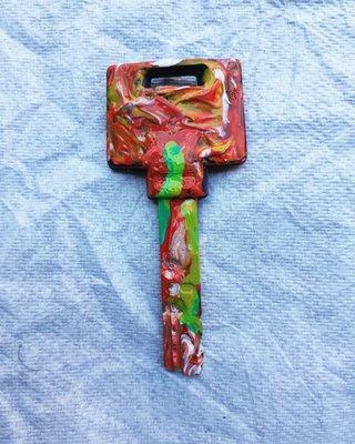 Free form painted key.