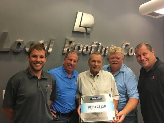 Local Roofing has received the Carlisle Perfection 10 award for the 4th year in a row!