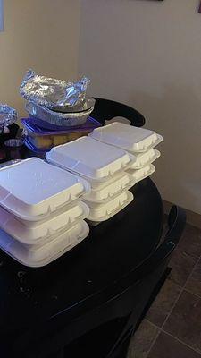 Meals made hot and ready to go out.