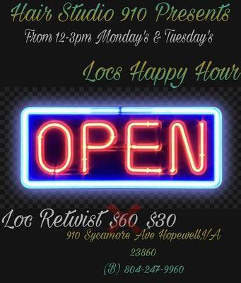 Loc happy hour 12p-3p Mondays and Tuesdays