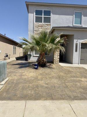 Stamped concrete 
Sand buff color