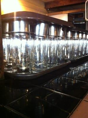 Coffee glasses ready to be made.