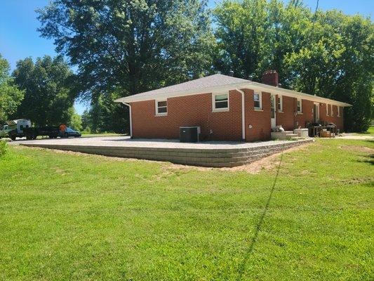 This retaining wall was built so that the customer had a parking space for their RV.