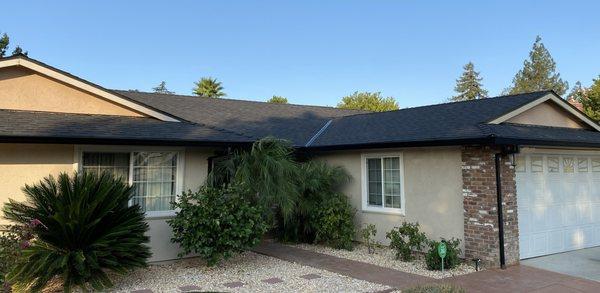 Re-roof black shingles. Black Rain Gutters