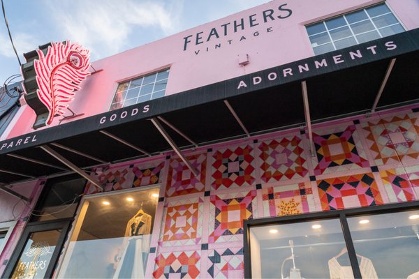 Branding and signage for Feathers Vintage in Austin, Texas