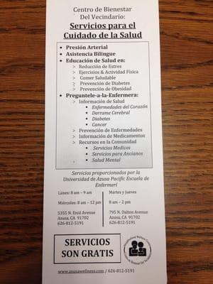 Spanish version of what services they offer.