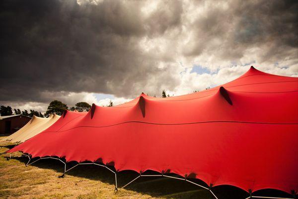 Red stretch tent