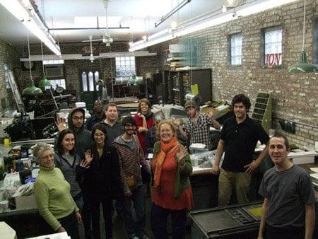 The University of the Arts' graduate book arts program visits the PKE studio.