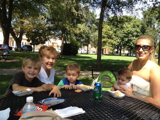 The Christiansen's enjoying their AUSSEM DOGS in Washington Square.