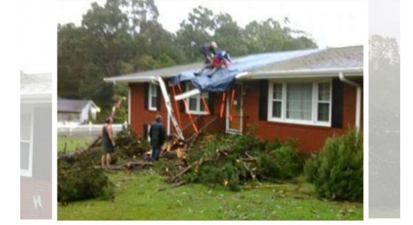 Tree of the roof with 3 hours of homeowner calling,    Tree off,    tarp going on!