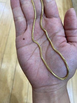 14k solid gold Franco chain in 30 inches long