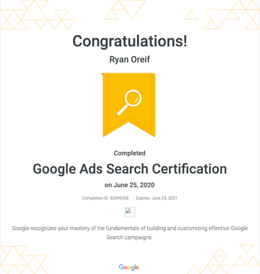 Google Ads: Re-certified in 2020