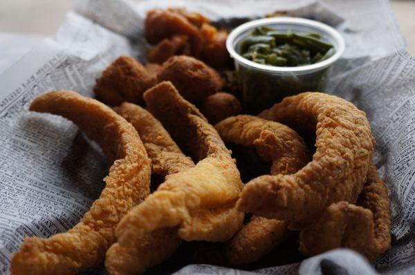 Fried Fish and Greens