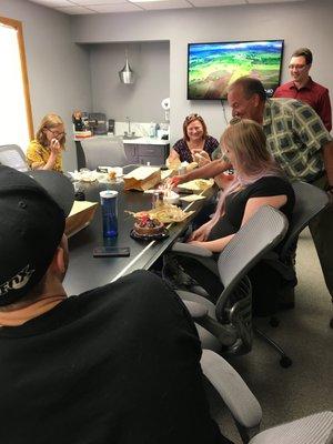 We love celebrating birthdays in the office! Rebecca leads our design team and is easy to celebrate.