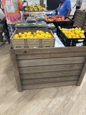 One of the fresh produce tables