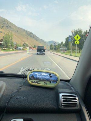 The GAPERGUIDE is on the dash.  It's a Tour of all the best spots on the Grand Teton drive. (307) 733-4626 to reserve one!