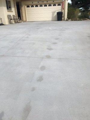 Oil stains on new driveway