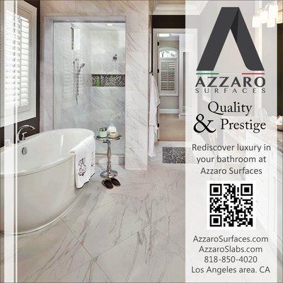 Rediscover luxury in your bathroom at Azzaro Surfaces.